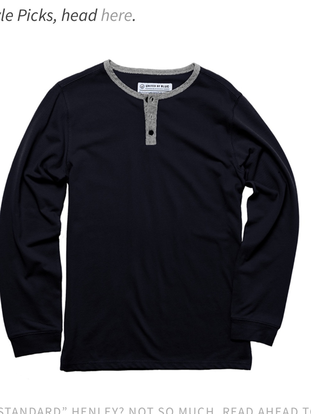 United by blue organic cotton henley mens large blue